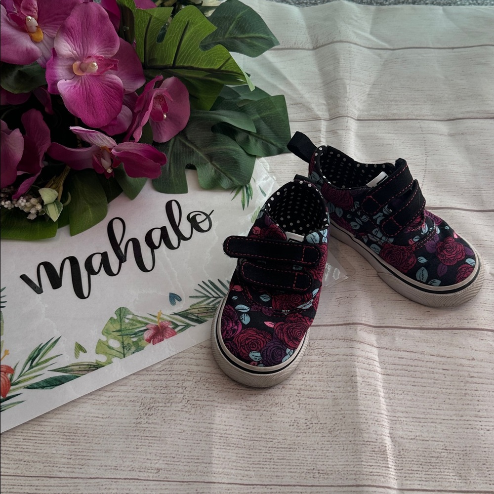 Rose Polka Dot Floral Baby Sneakers
